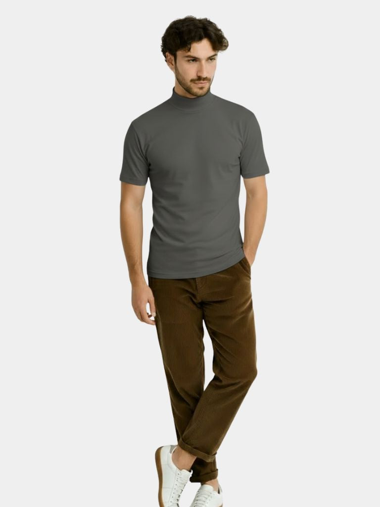 Solid Casual Turtle Neck T-Shirt