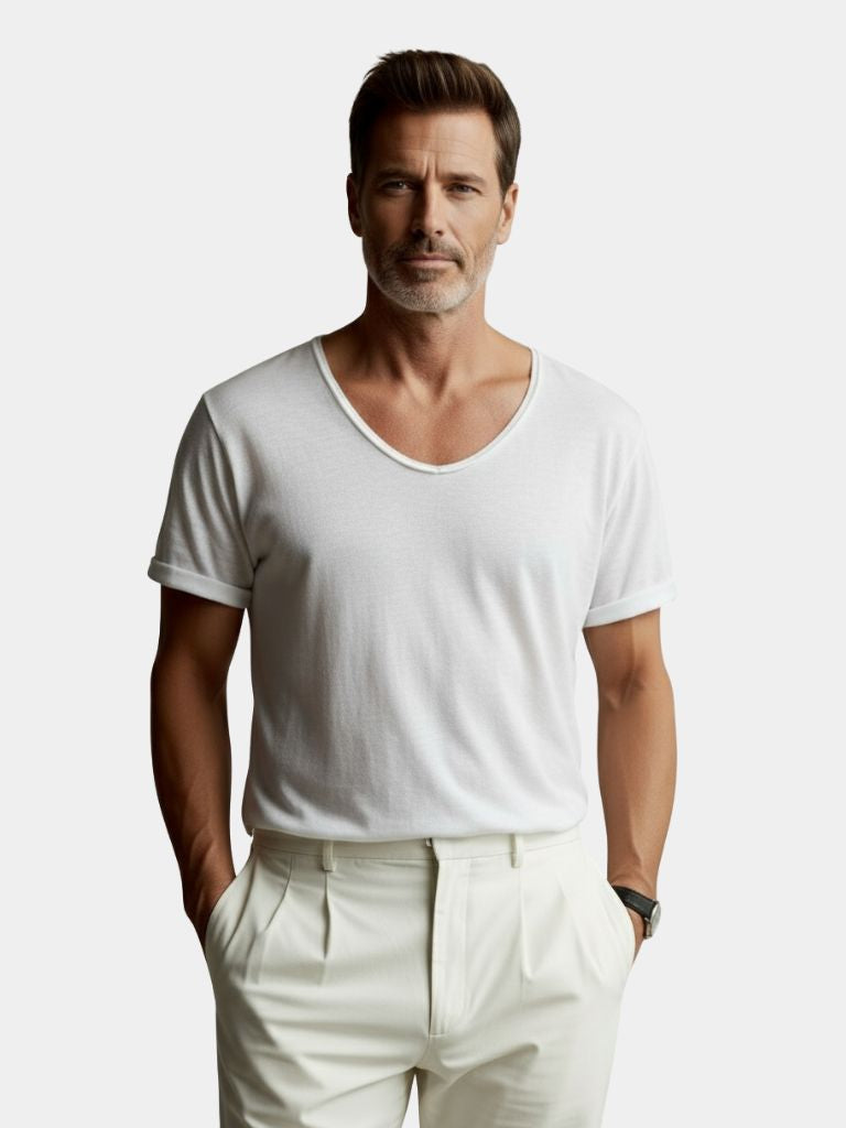 Albo Classic Linen V Neck T-Shirt