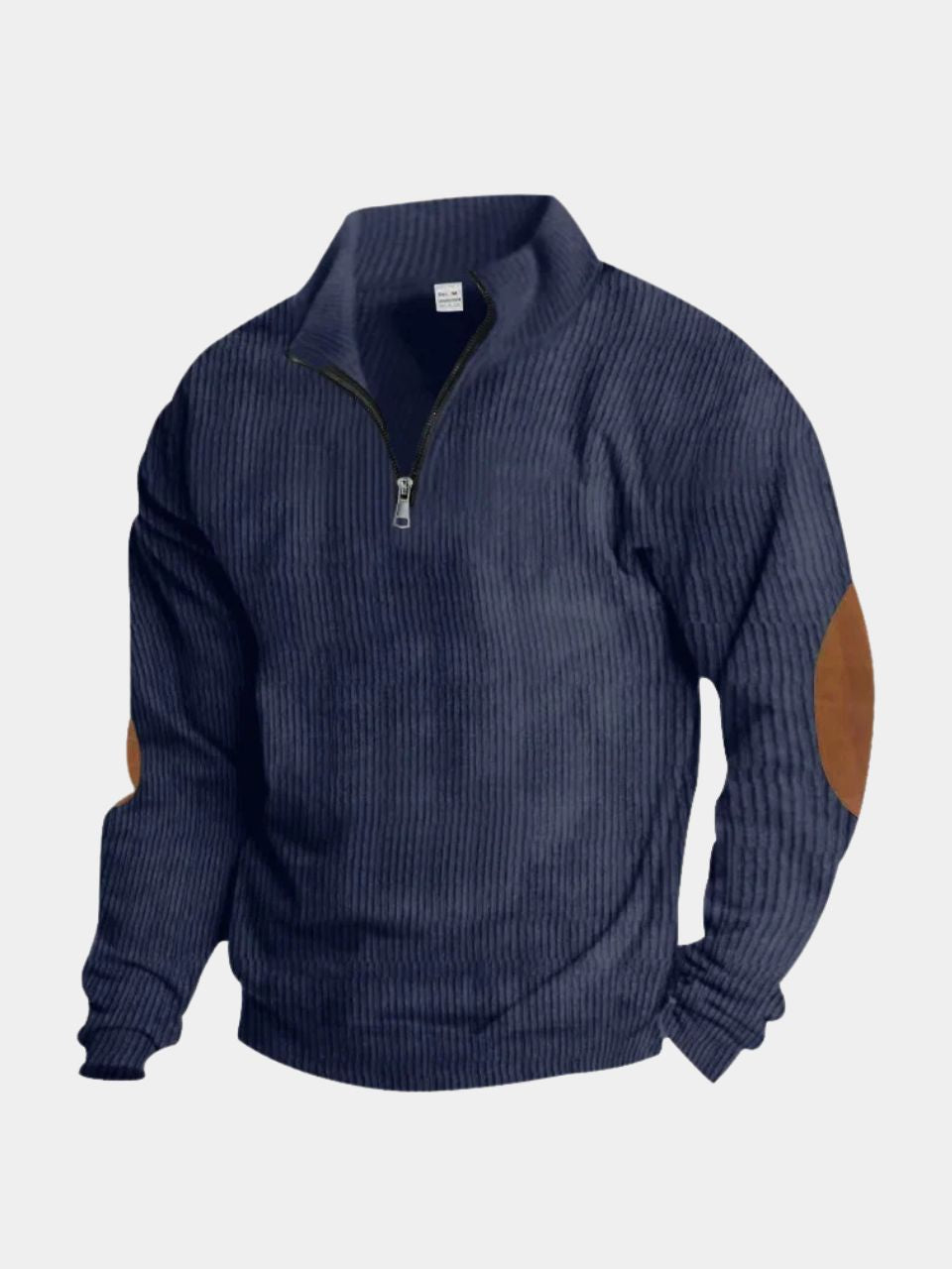 High Collar Quarter Zip Corduroy Pullover