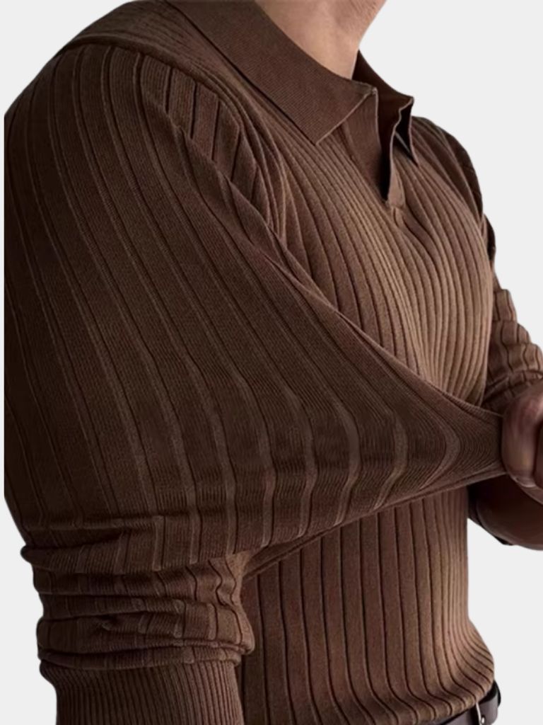 Polo Elegante de Manga Larga con Cuello Abierto