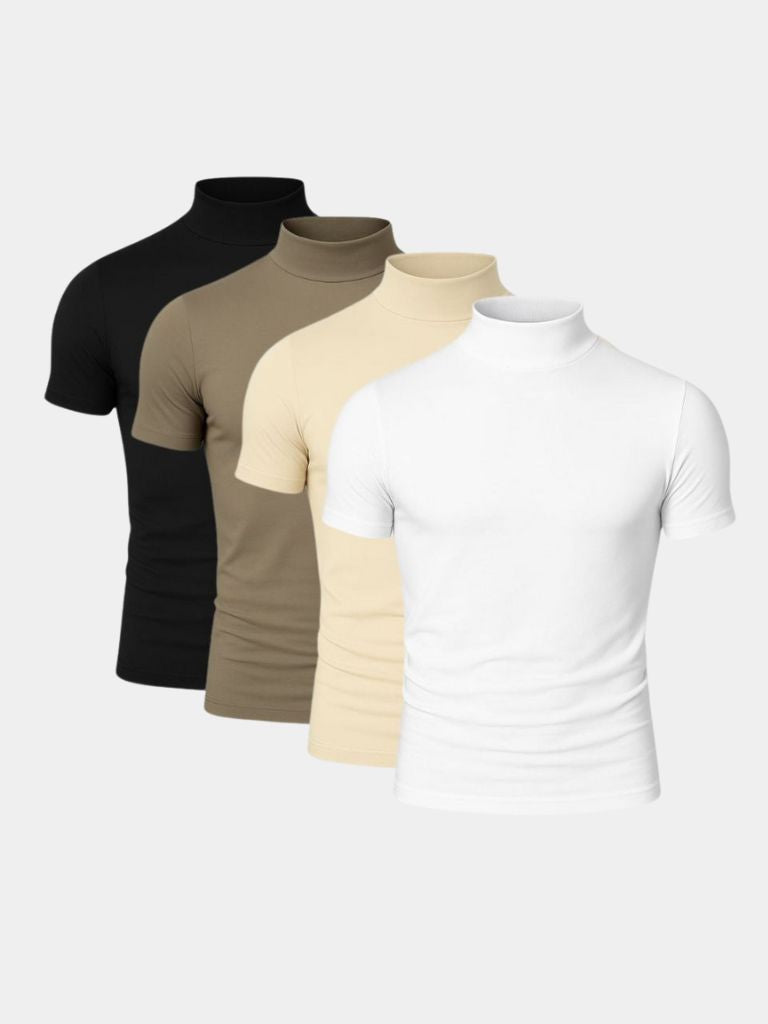 Solid Casual Turtle Neck T-Shirt