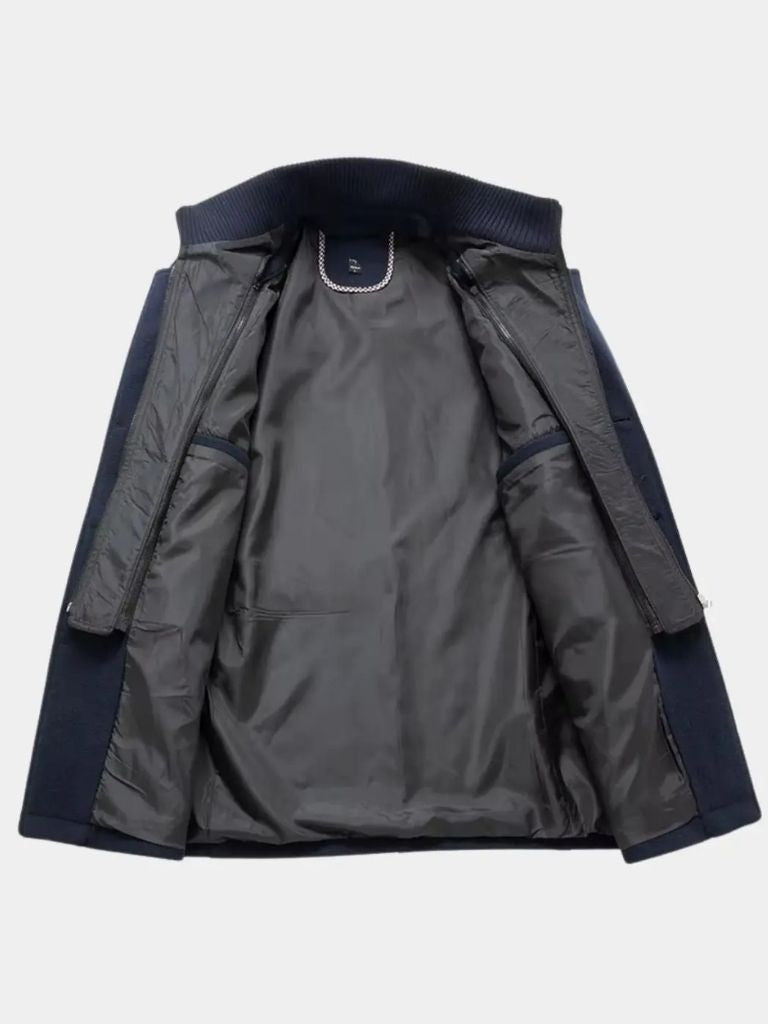 Aristocratic Black Wool Overcoat