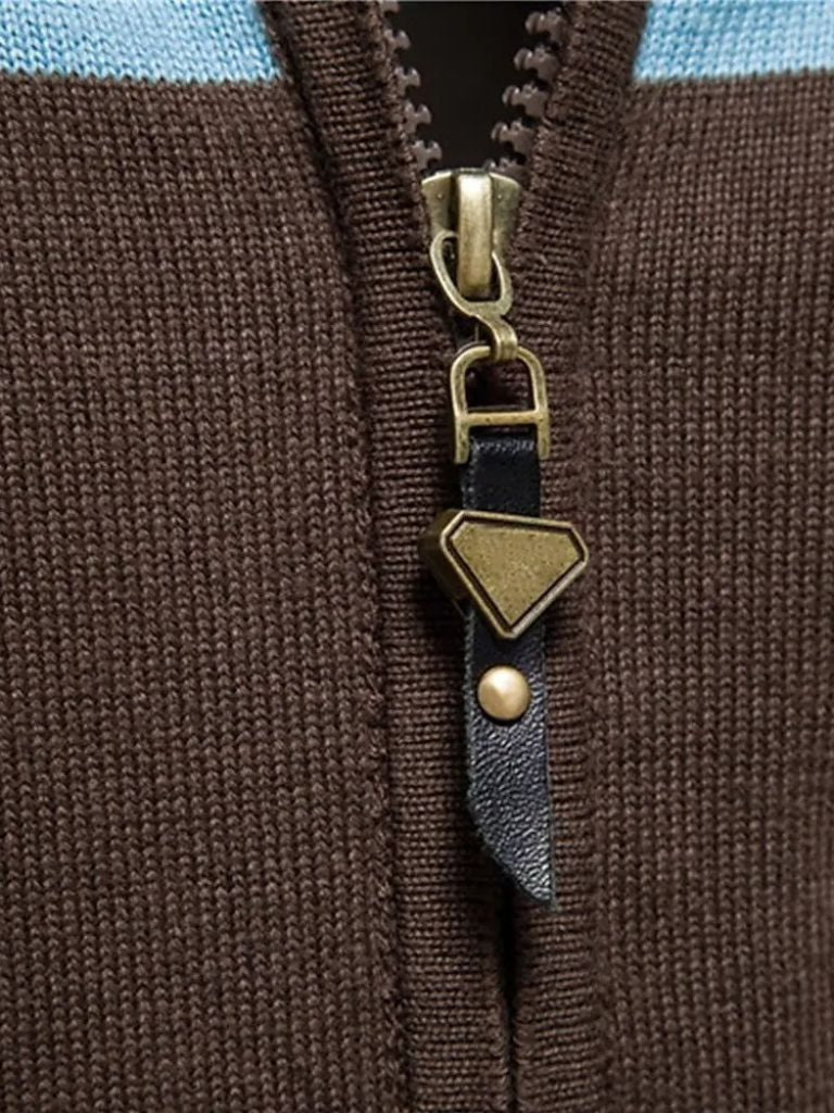 Cardigan Sweater Zipper Standing Collar Knitwear