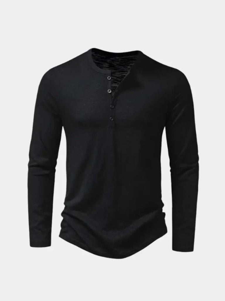 Henley Neck Long Sleeve T-Shirt