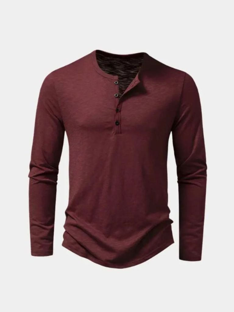 Henley Neck Long Sleeve T-Shirt