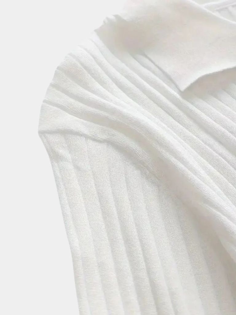 Elegant Open Collar Long Sleeve Polo