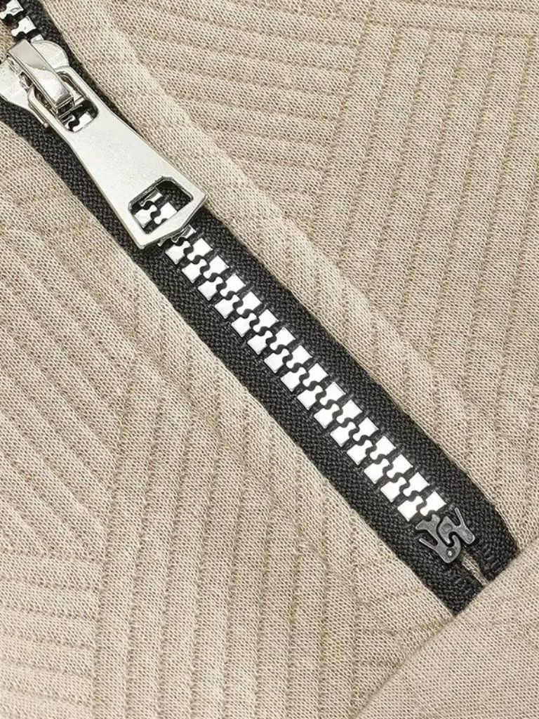 Pull Henley essentiel à col montant et fermeture éclair quart de pouce