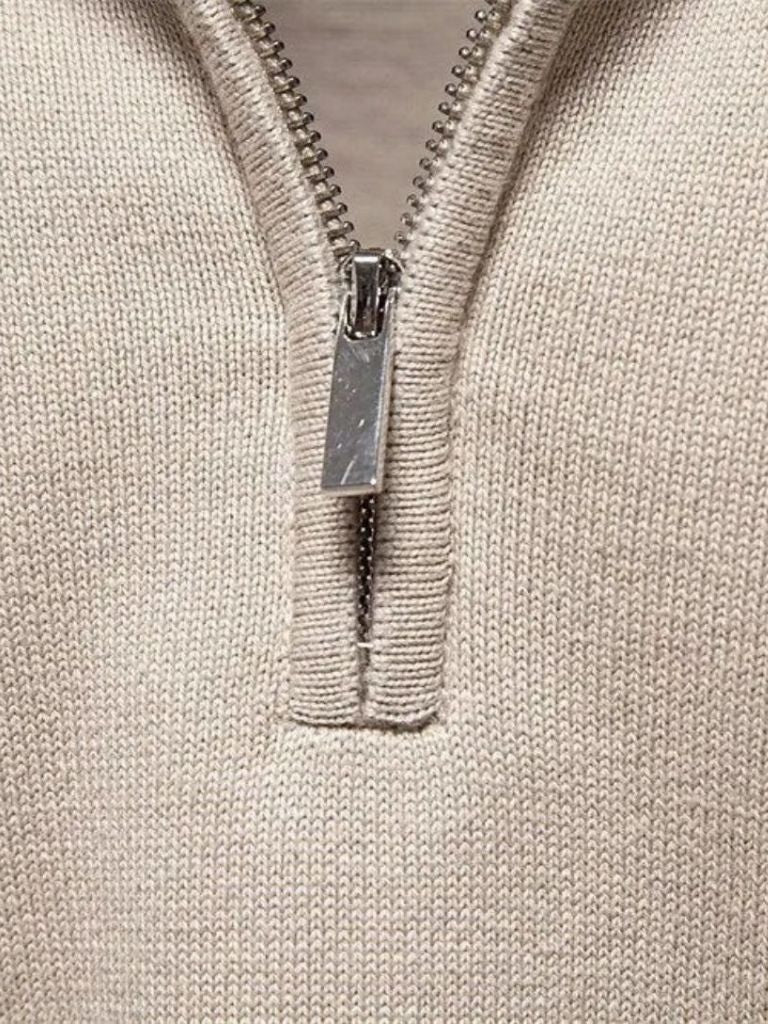Half Zip Knitwear Solid Color Cardigan Sweater