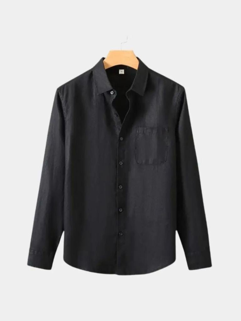 Camisa de Lino Esencial de Manga Larga