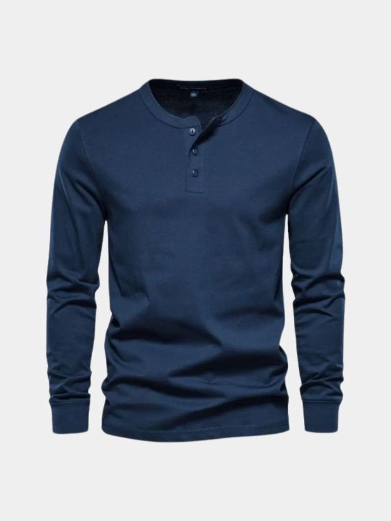 Minimalist Henley Neck Long Sleeve T-Shirt