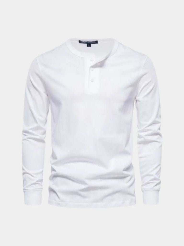 Minimalist Henley Neck Long Sleeve T-Shirt