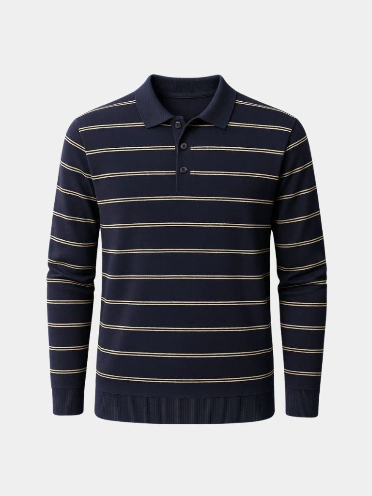 Navy Sunset Striped Polo