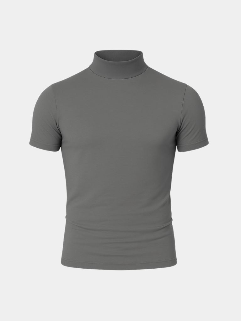 Solid Casual Turtle Neck T-Shirt