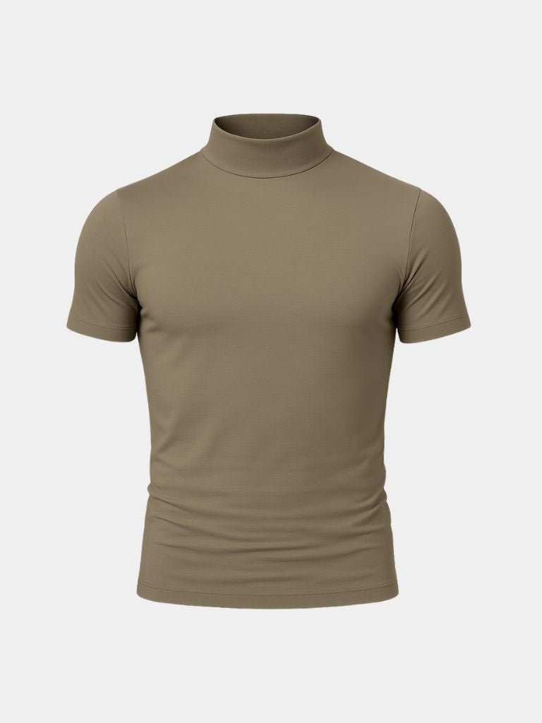 Solid Casual Turtle Neck T-Shirt