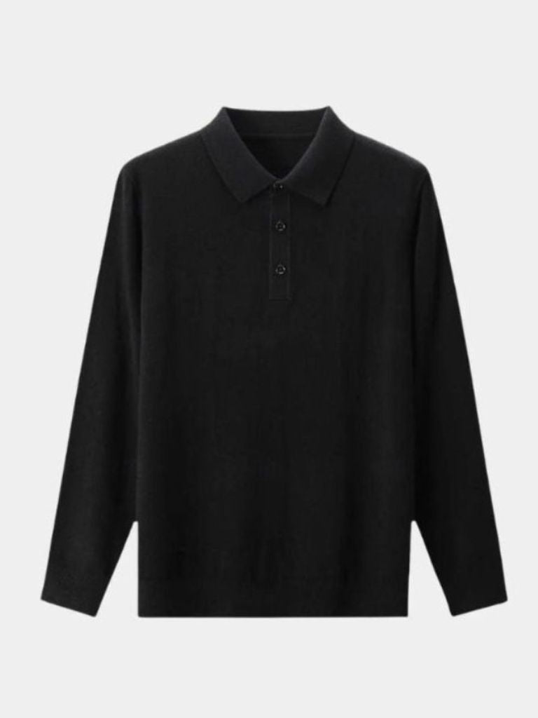 Wool Knit Button Up Polo Pullover