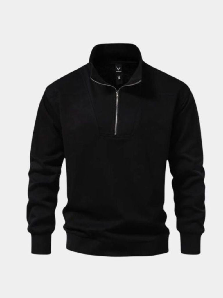 Zip Black Lapel Sports Sweatshirt